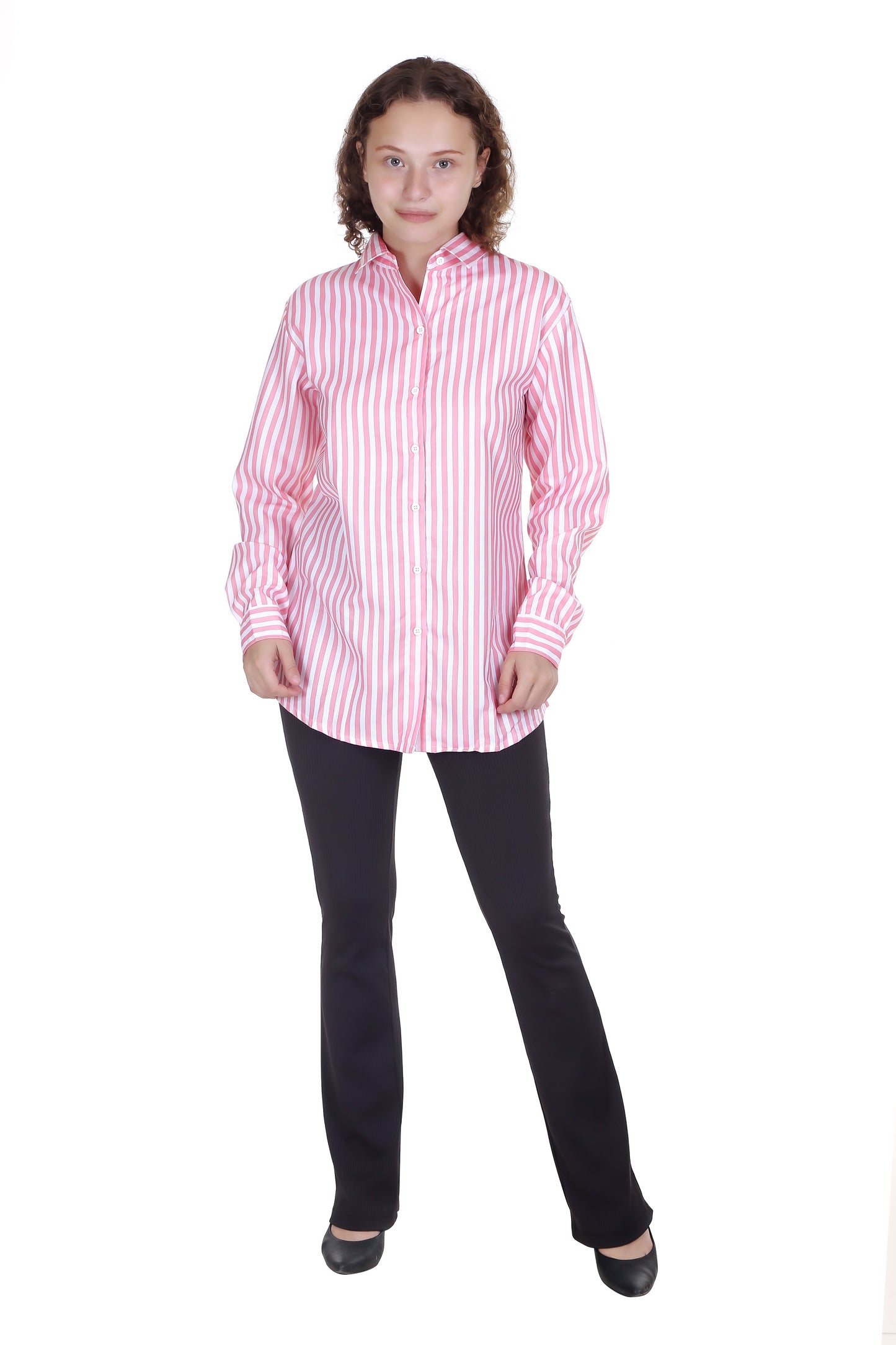 The Pink Stripped Printed Casual Cotton Shirt, The Perfect Addition to Your Wardrobe for a Stylish and Comfortable Look.