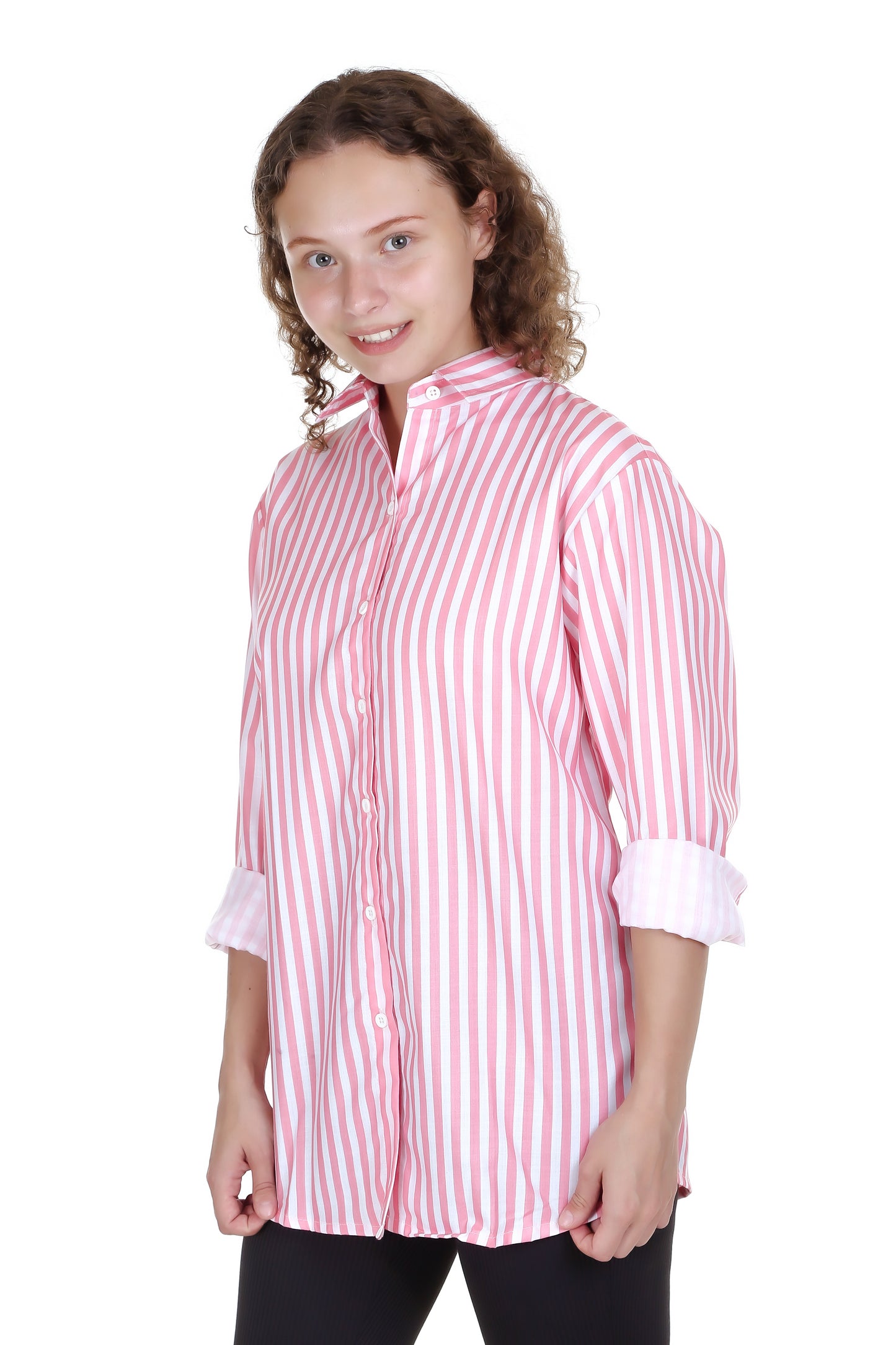 The Pink Stripped Printed Casual Cotton Shirt, The Perfect Addition to Your Wardrobe for a Stylish and Comfortable Look.