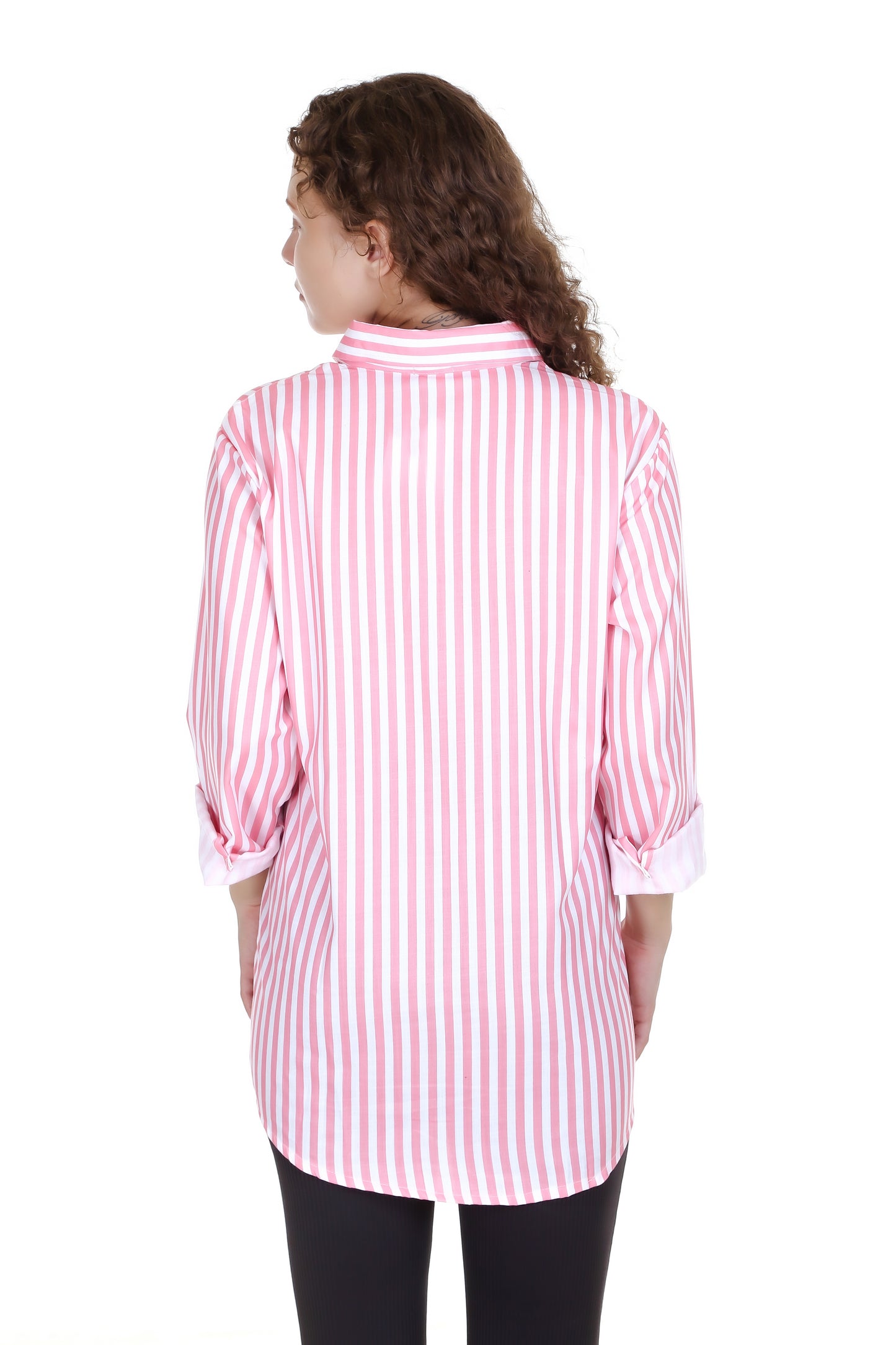 The Pink Stripped Printed Casual Cotton Shirt, The Perfect Addition to Your Wardrobe for a Stylish and Comfortable Look.