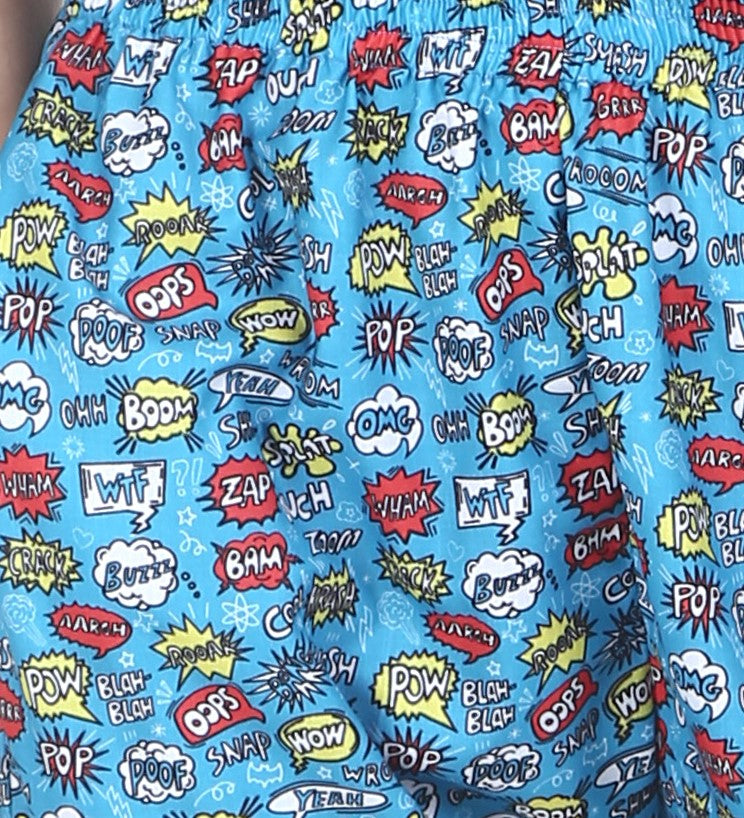 Comic Print Women's Pyjamas, Blue
