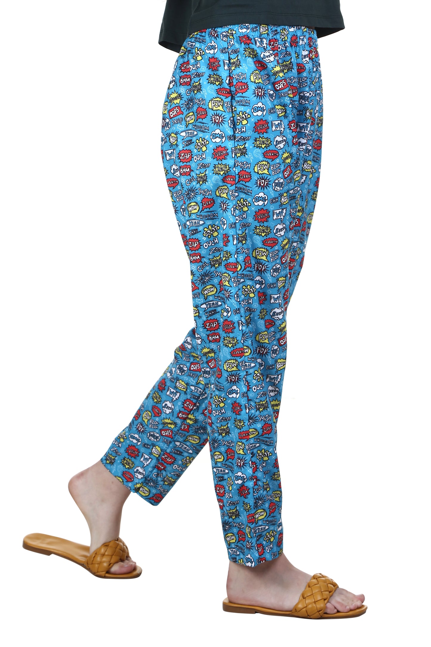 Comic Print Women's Pyjamas, Blue
