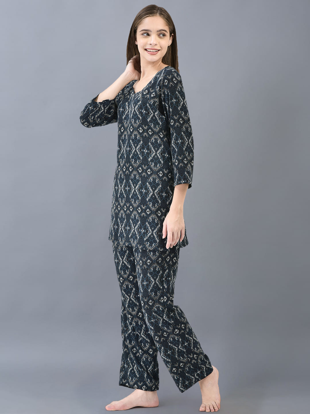 Cozmostore Elevate Your Style with The Blue Printed Georgette Co-ord Set for Women.