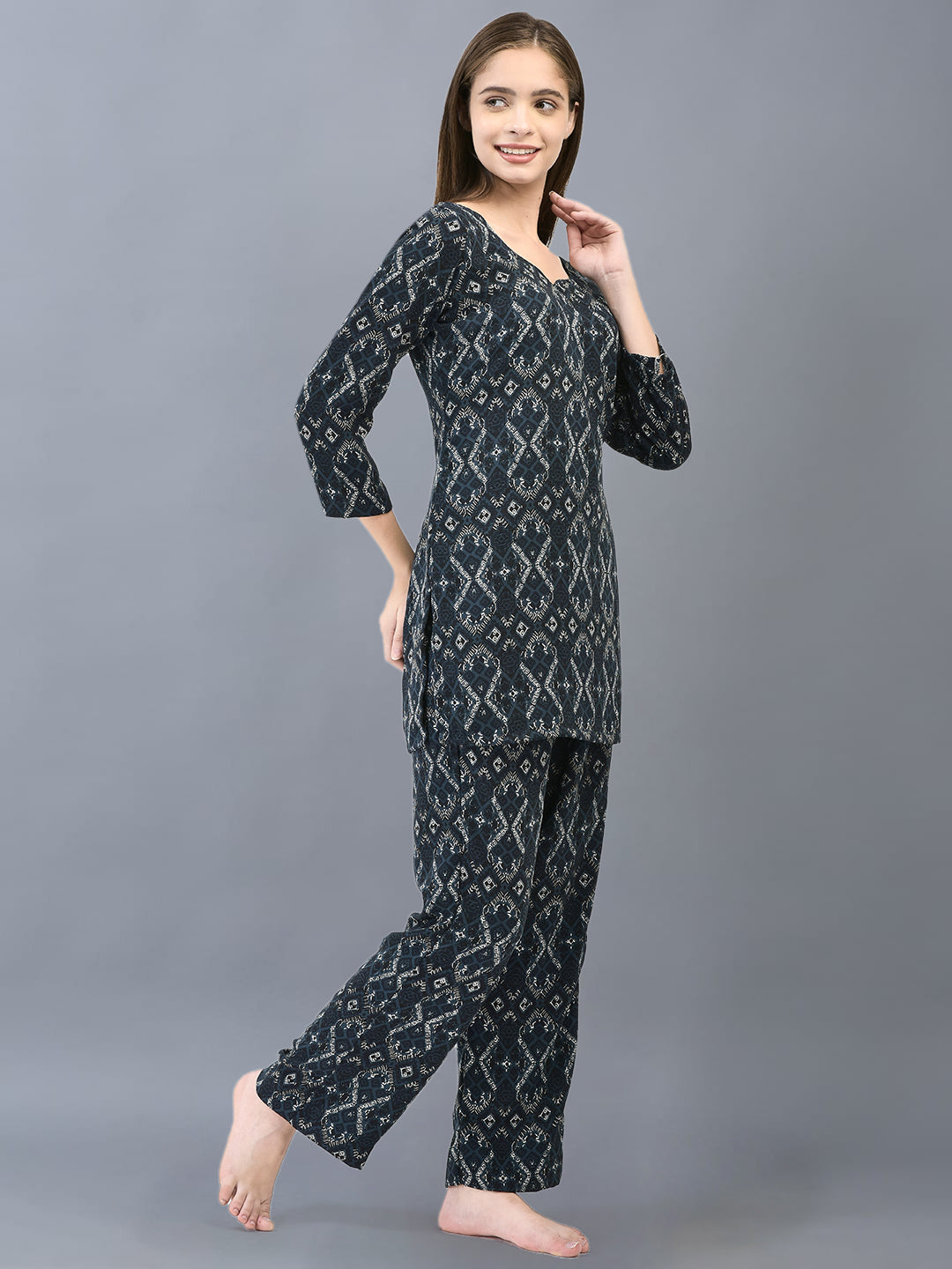 Cozmostore Elevate Your Style with The Blue Printed Georgette Co-ord Set for Women.