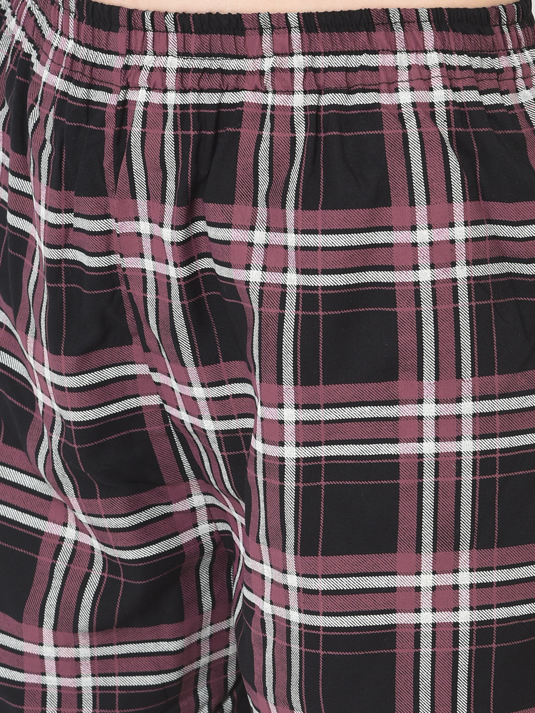 Cozmostore Women's Check Printed Cotton Nightsuit, Shorts and Shirt Set