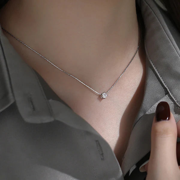 Minimal Stone Necklace in Silver