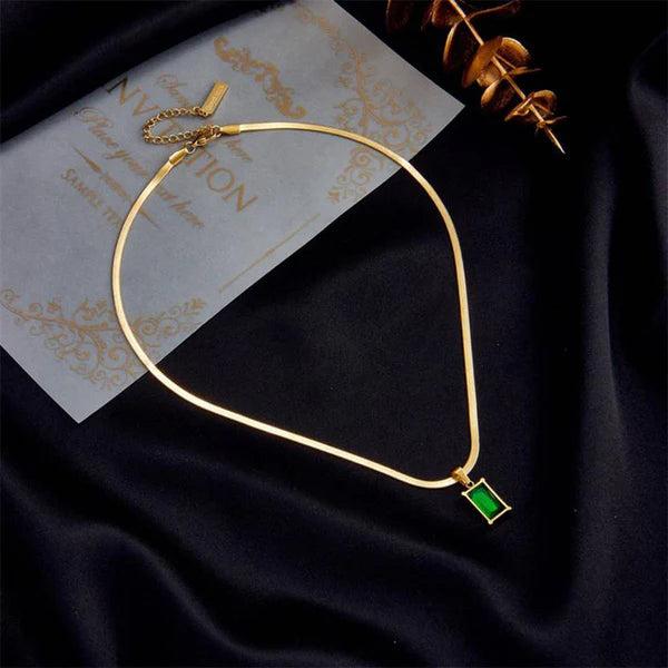 Gold Chain Necklace with Emerald Pendant