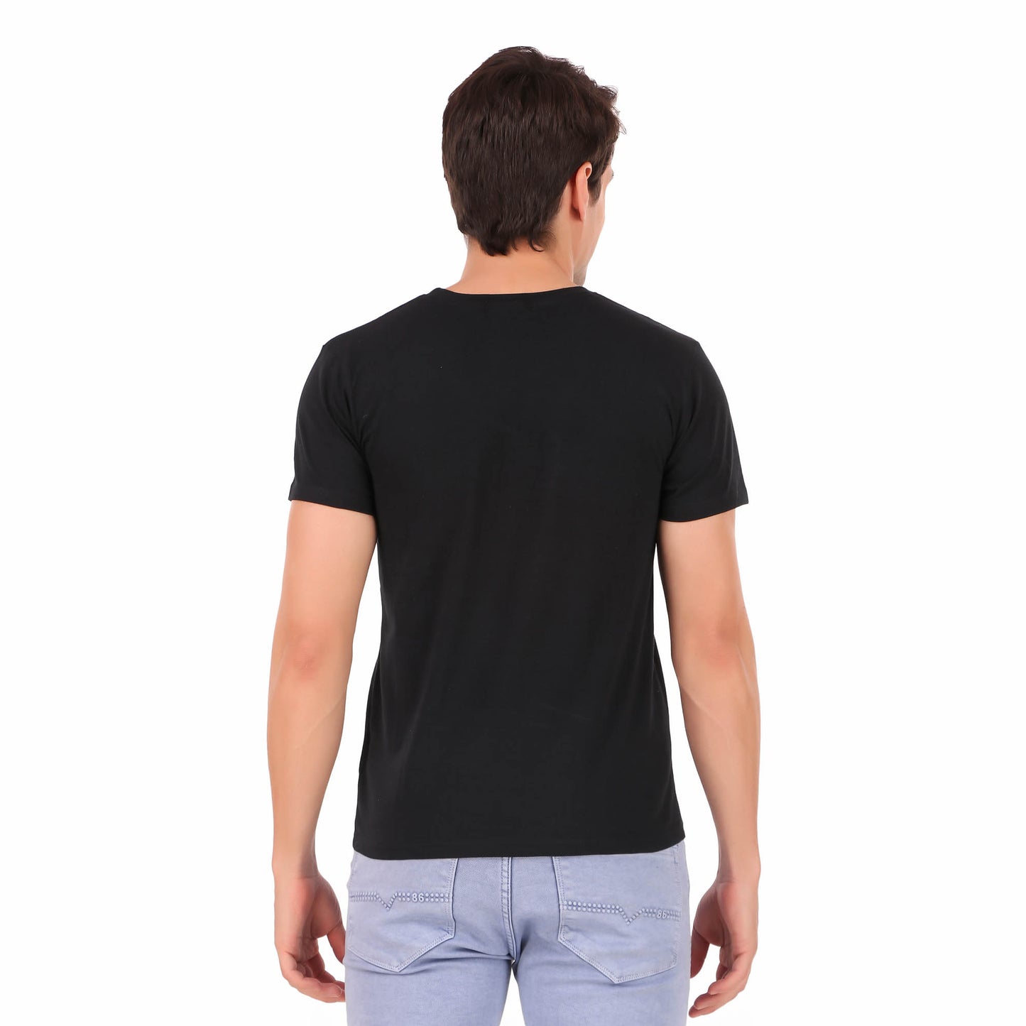 Cozmostore Men's Solid Half Sleeve Black T-Shirt, 100% Cotton