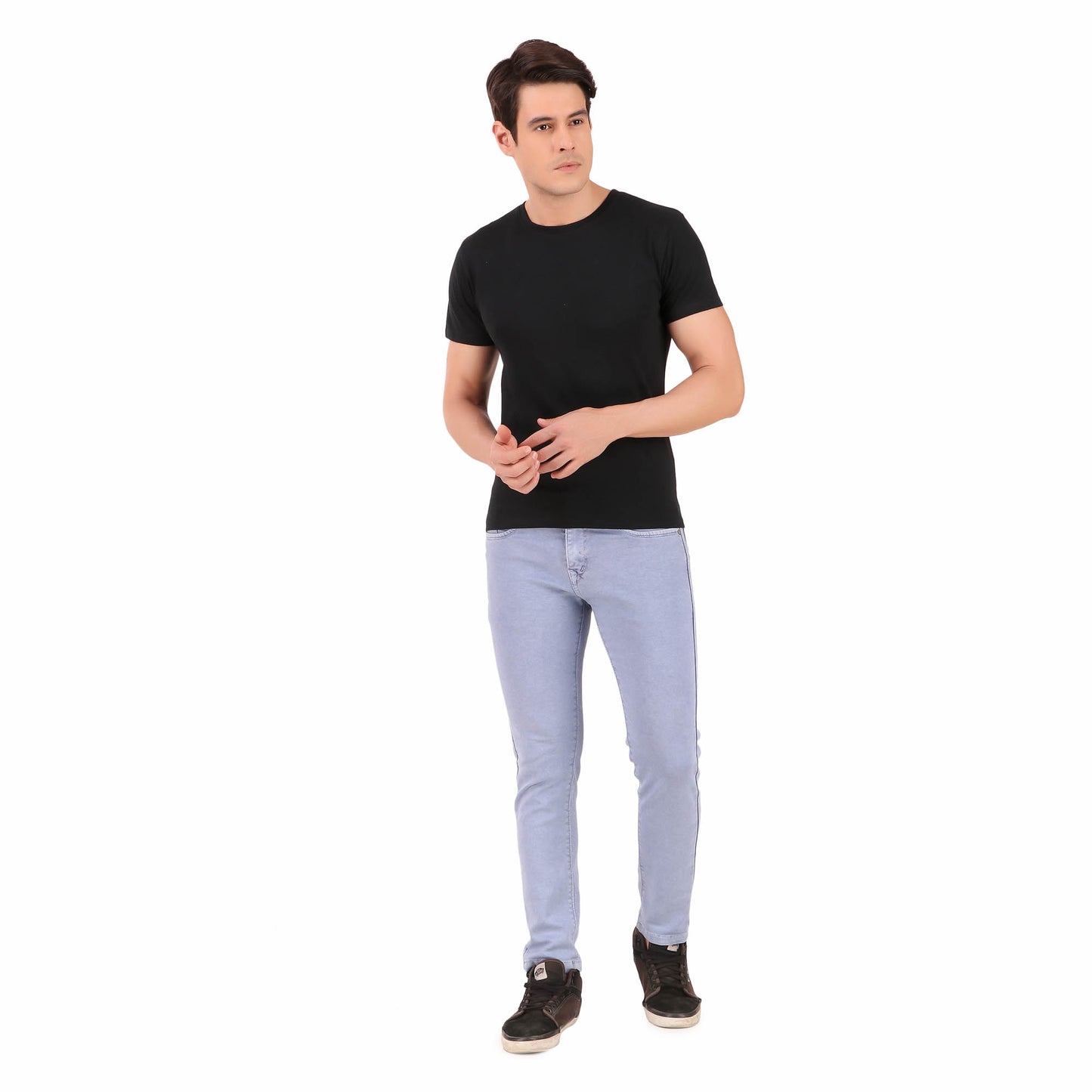Cozmostore Men's Solid Half Sleeve Black T-Shirt, 100% Cotton