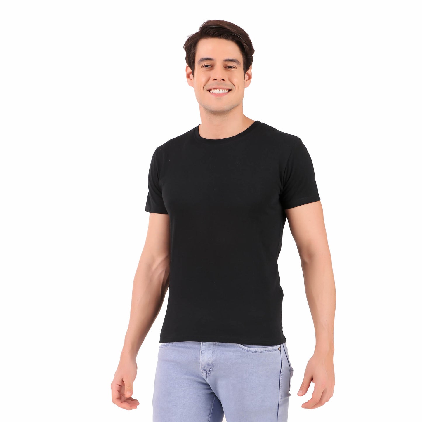 Cozmostore Men's Solid Half Sleeve Black T-Shirt, 100% Cotton