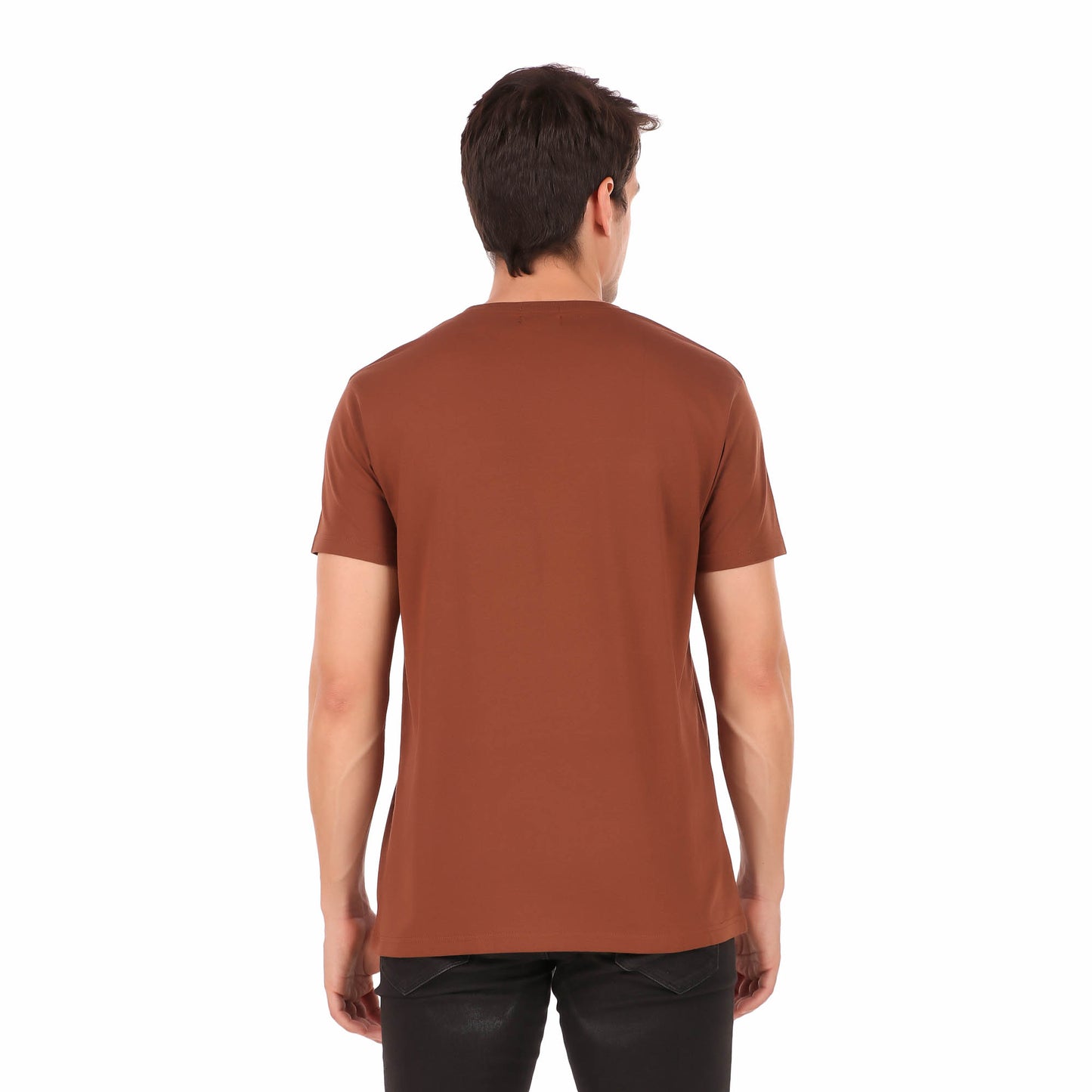 Men's Plain Regular Fit T-Shirts for Men Boys Solid Brown Round Neck T-Shirts