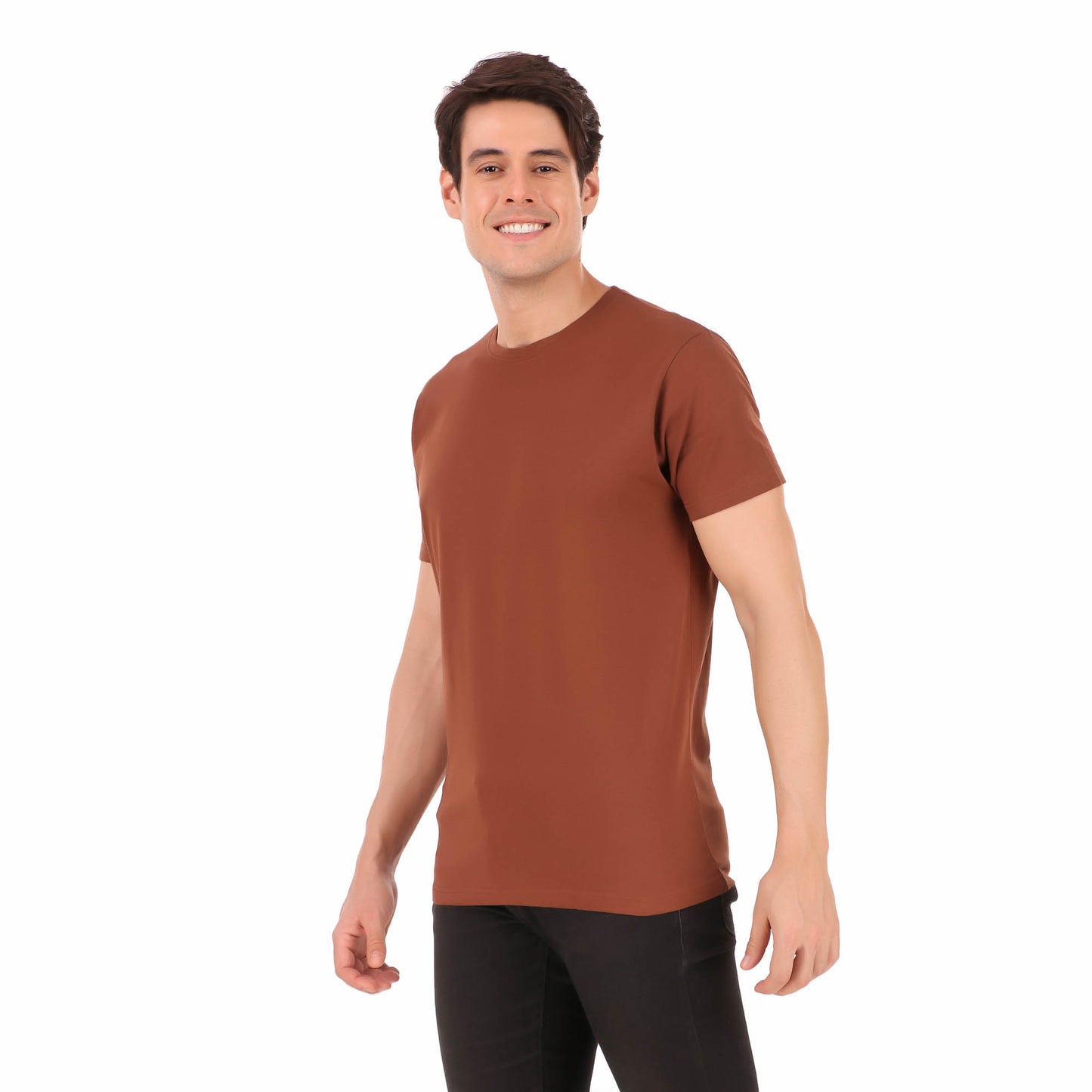Men's Plain Regular Fit T-Shirts for Men Boys Solid Brown Round Neck T-Shirts