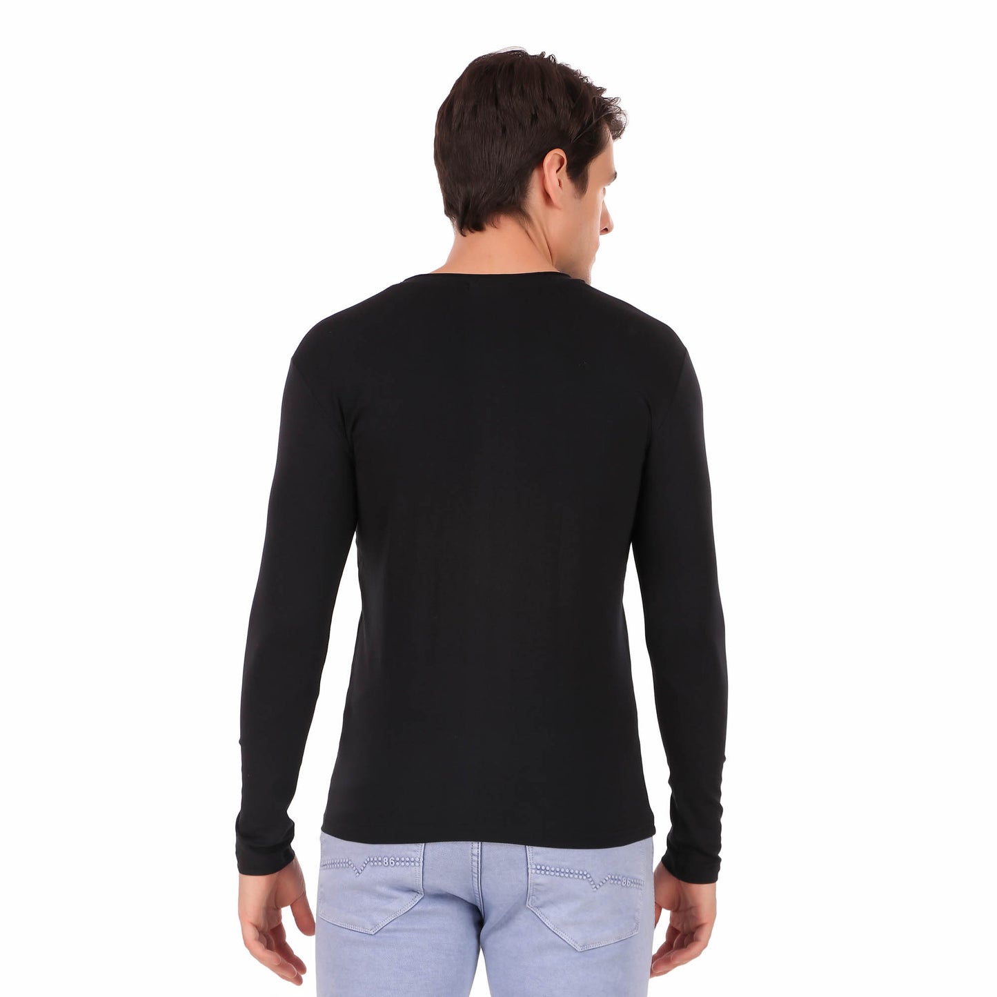 Cozmostore Men's Solid Black Full Sleeve Cotton T-Shirt