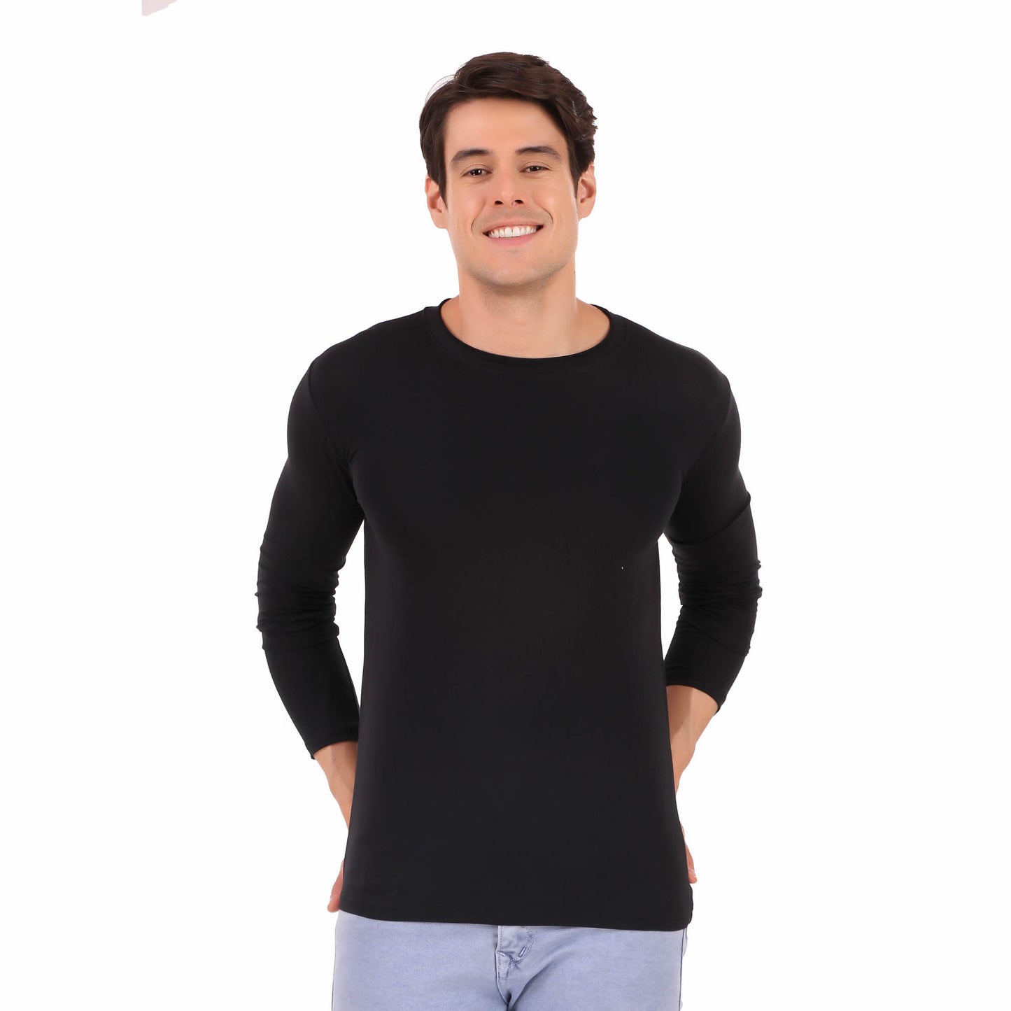 Cozmostore Men's Solid Black Full Sleeve Cotton T-Shirt