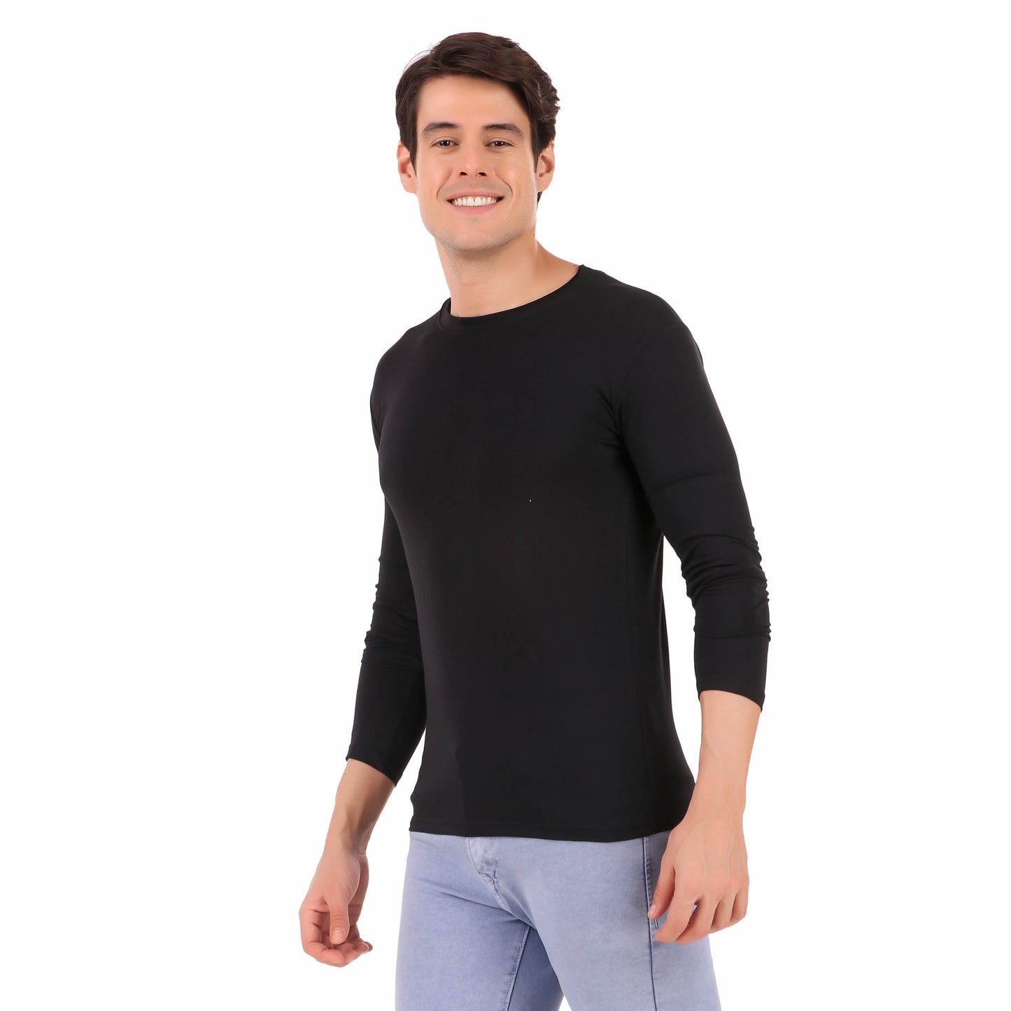 Cozmostore Men's Solid Black Full Sleeve Cotton T-Shirt