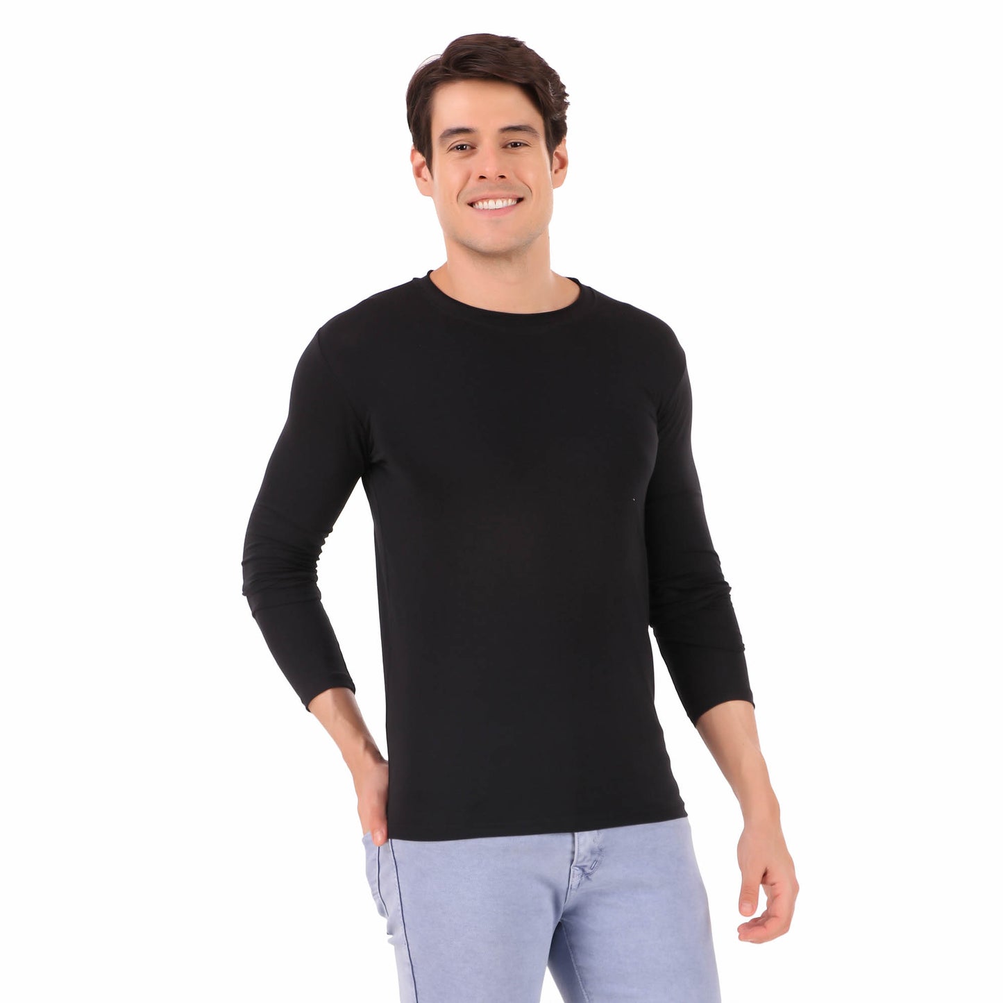 Cozmostore Men's Solid Black Full Sleeve Cotton T-Shirt