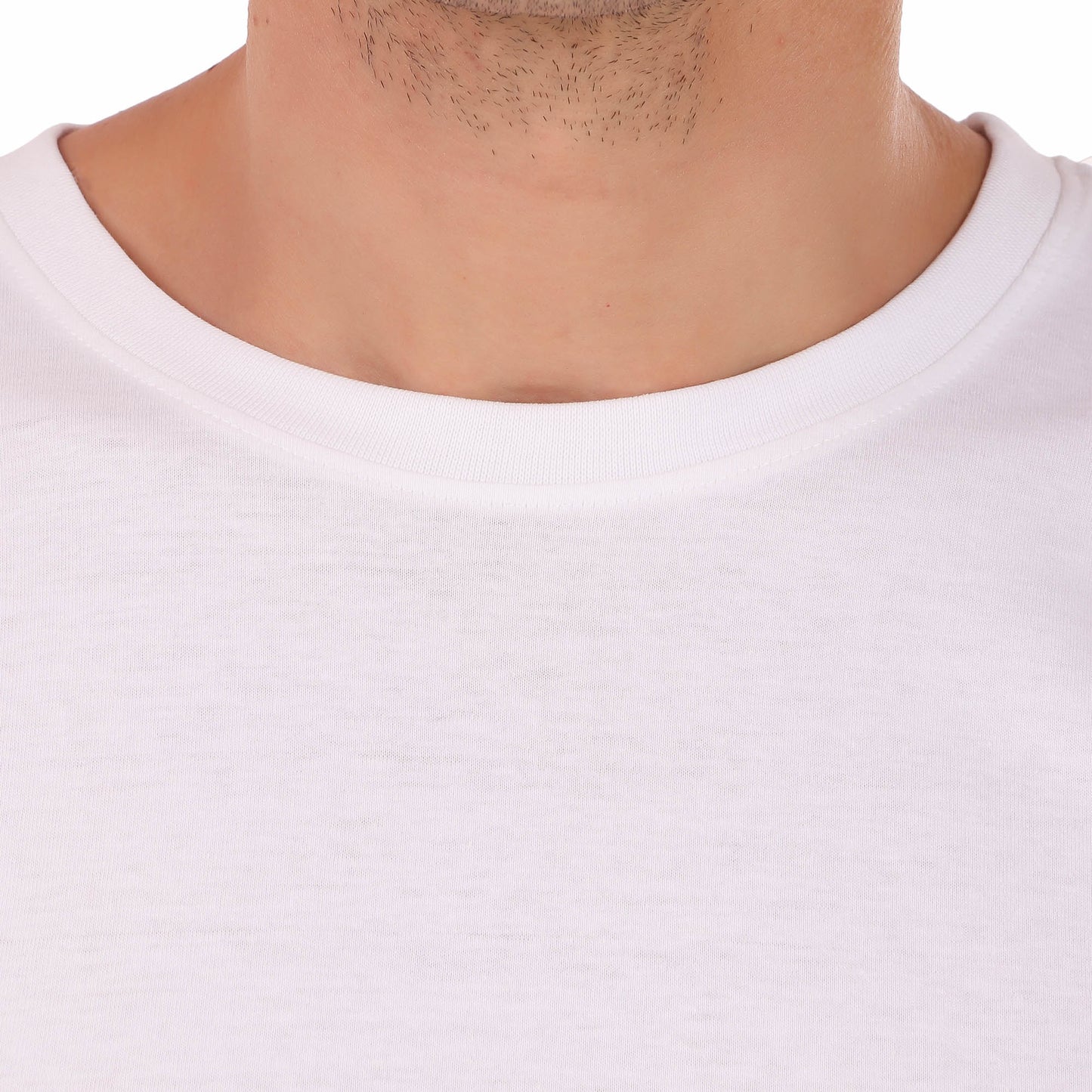 Men's Solid White Crew Neck Half Sleeve T-Shirt, Cotton
