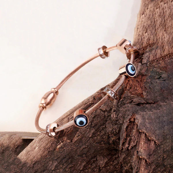 Evil Eye Bracelet in Rose Gold