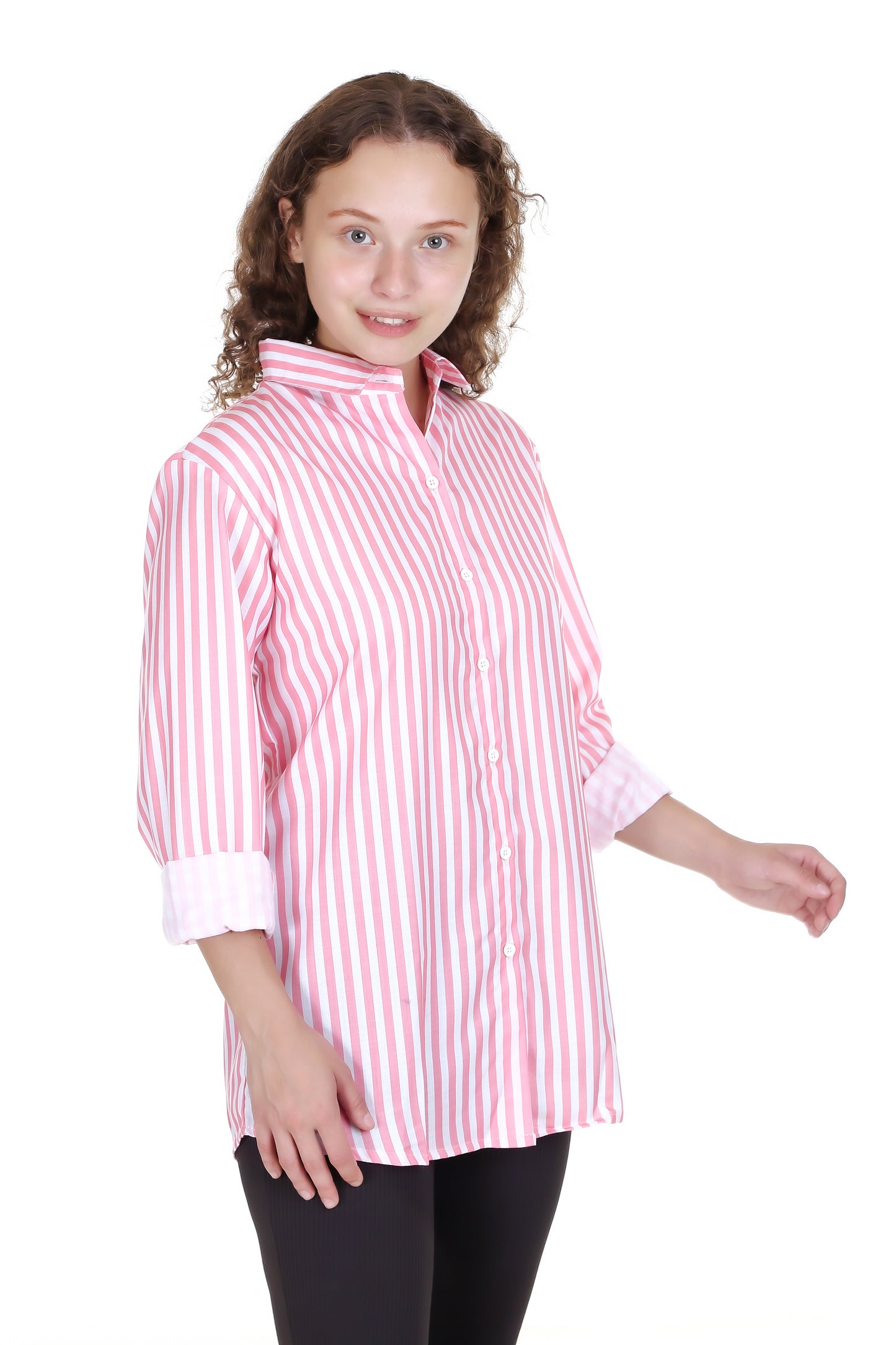 The Pink Stripped Printed Casual Cotton Shirt, The Perfect Addition to Your Wardrobe for a Stylish and Comfortable Look.