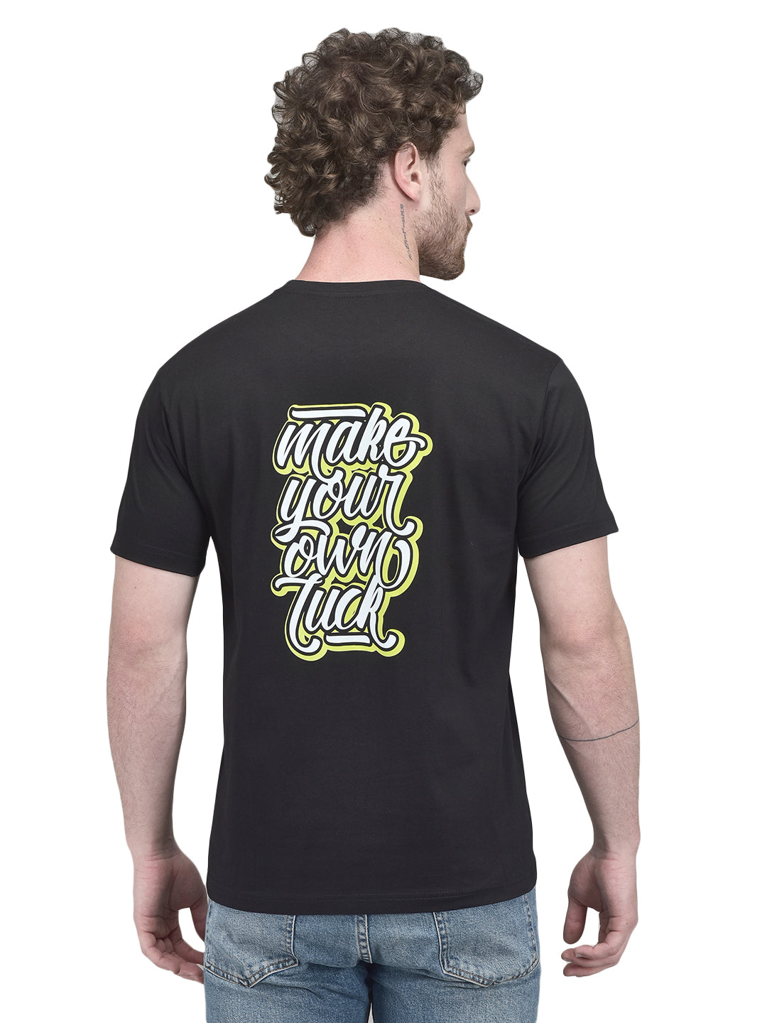 Cozmostore Premium Cotton Regular-Fit Graphic Tee - Midnight Black