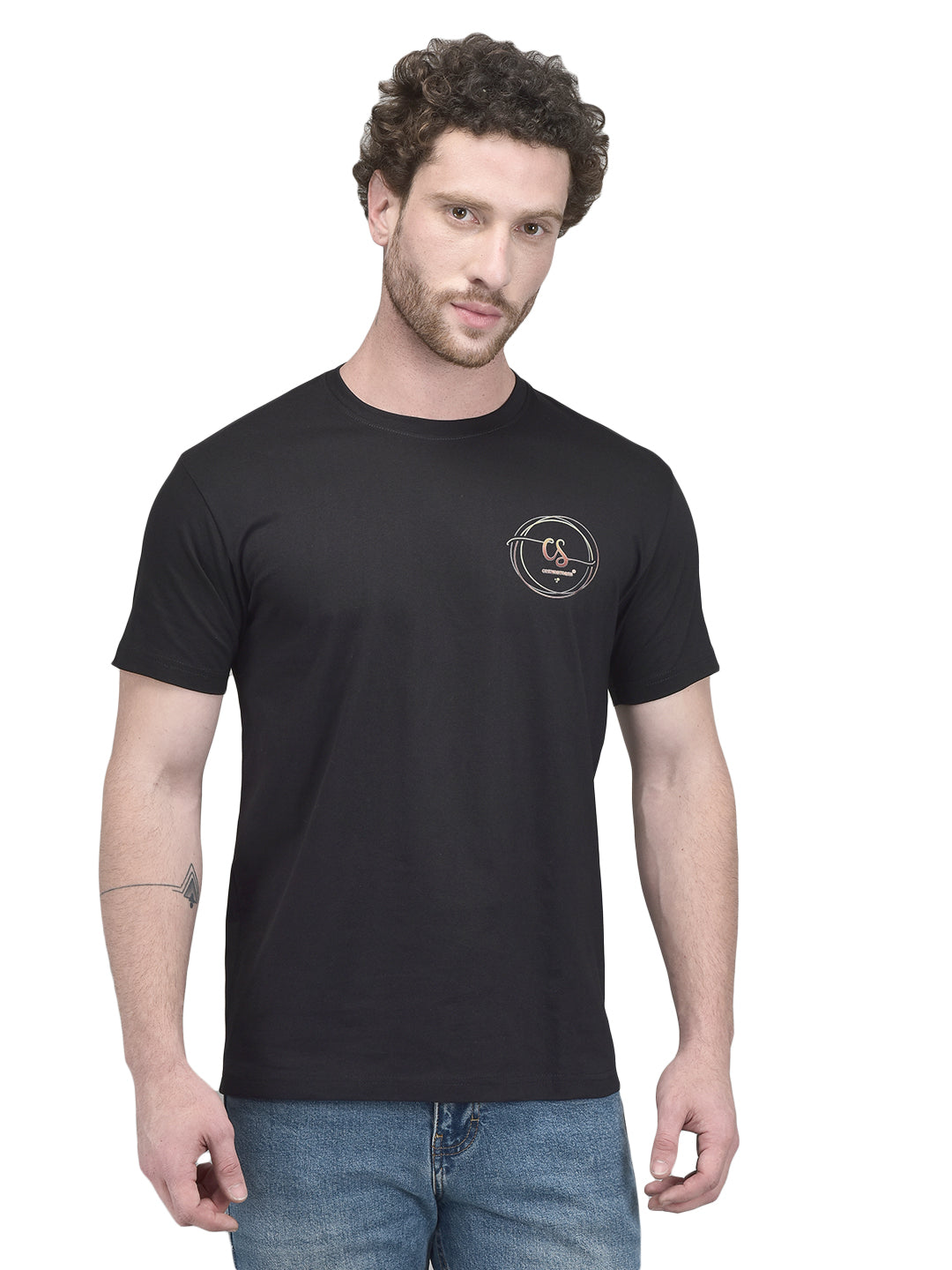 Cozmostore Premium Cotton Regular-Fit Graphic Tee - Midnight Black