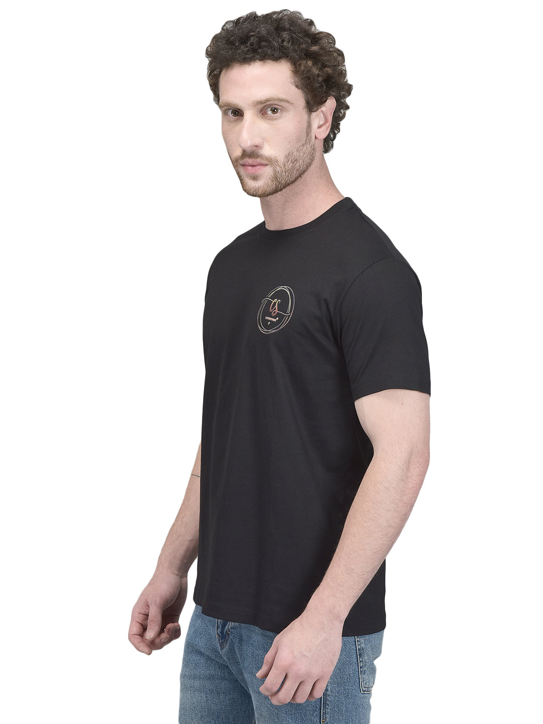 Cozmostore Premium Cotton Regular-Fit Graphic Tee - Midnight Black