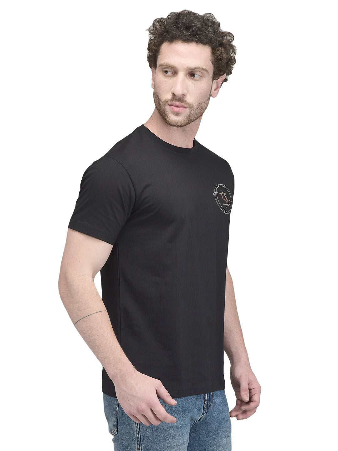 Cozmostore Premium Cotton Regular-Fit Graphic Tee - Midnight Black