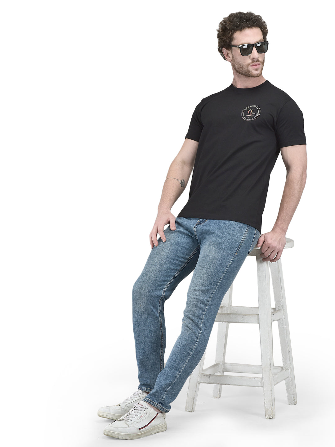 Cozmostore Premium Cotton Regular-Fit Graphic Tee - Midnight Black
