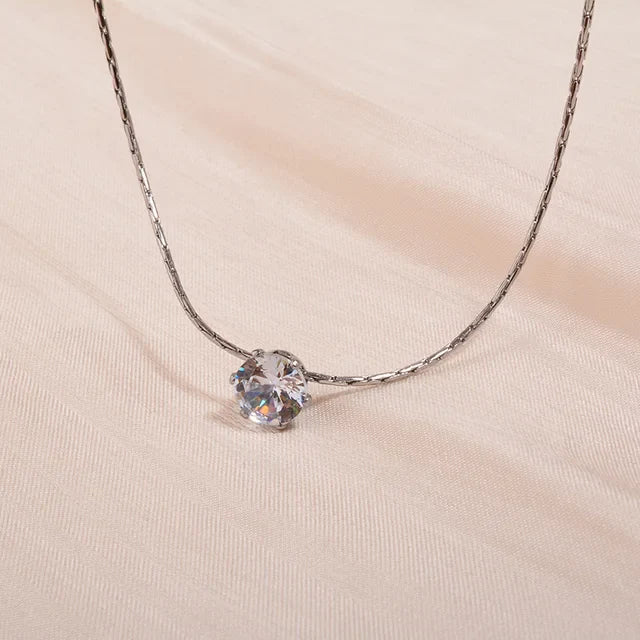 Minimal Stone Necklace in Silver