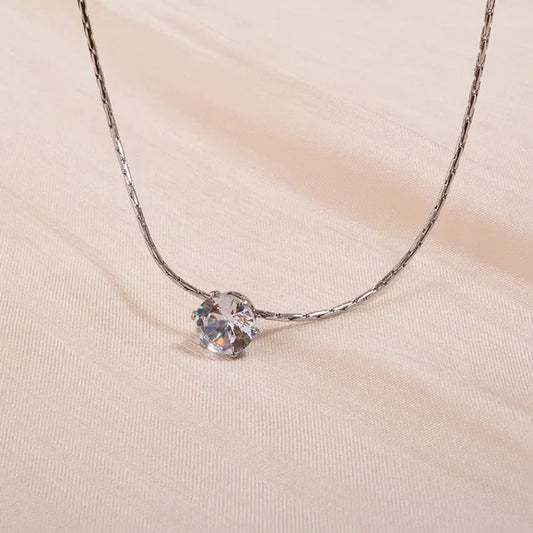 Minimal Stone Necklace in Silver