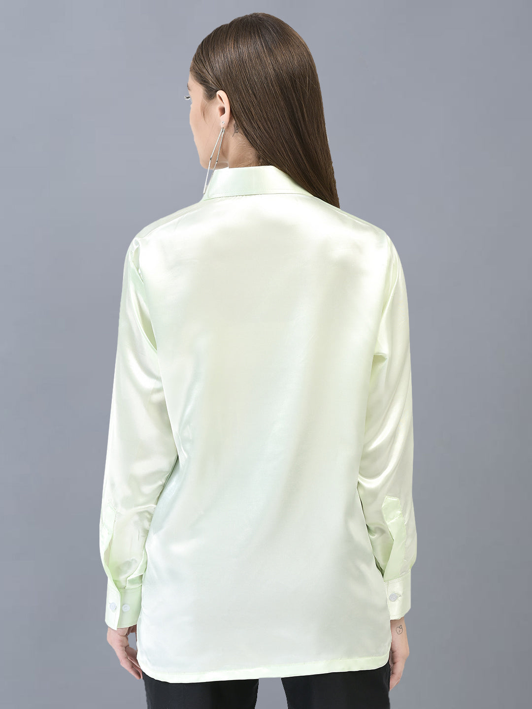 This women's solid satin shirt combines elegance with comfort