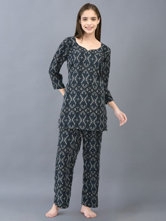 Cozmostore Elevate Your Style with The Blue Printed Georgette Co-ord Set for Women.