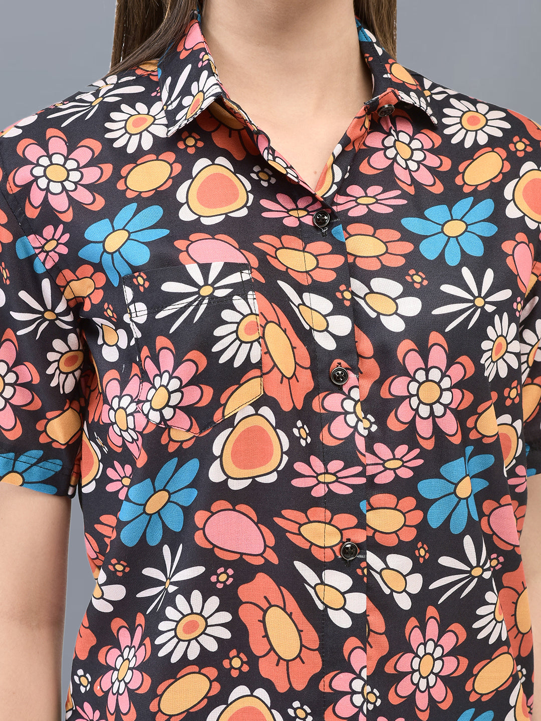 Cozmostore Step into Spring with Our Floral Printed Casual Shirt for Women. Embrace The Blooming Season with This Fashionable and Comfortable Piece.