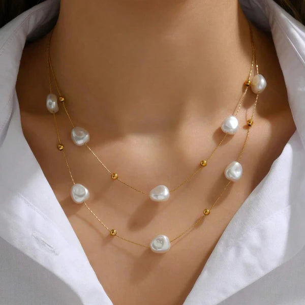 Pearl Studded Layered Necklace