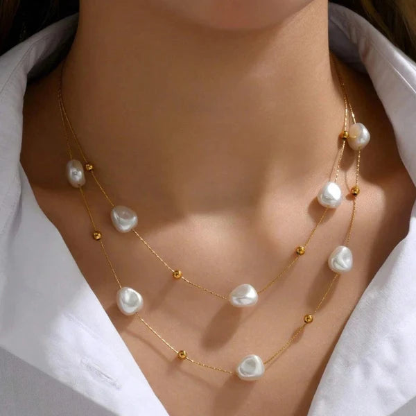 Pearl Studded Layered Necklace