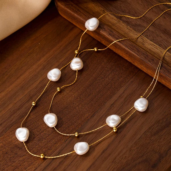 Pearl Studded Layered Necklace