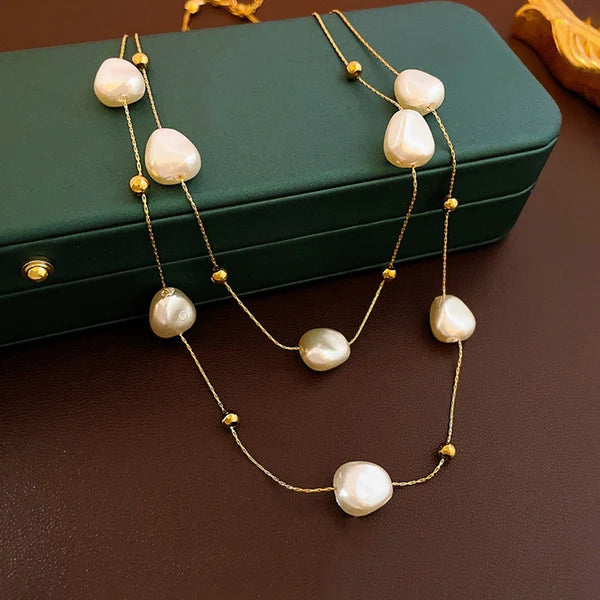 Pearl Studded Layered Necklace