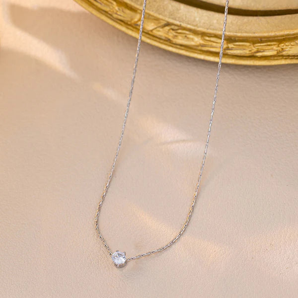 Minimal Stone Necklace in Silver