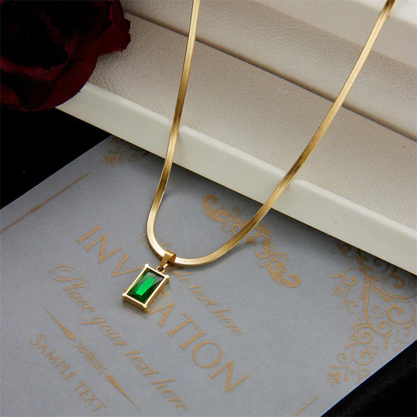 Gold Chain Necklace with Emerald Pendant