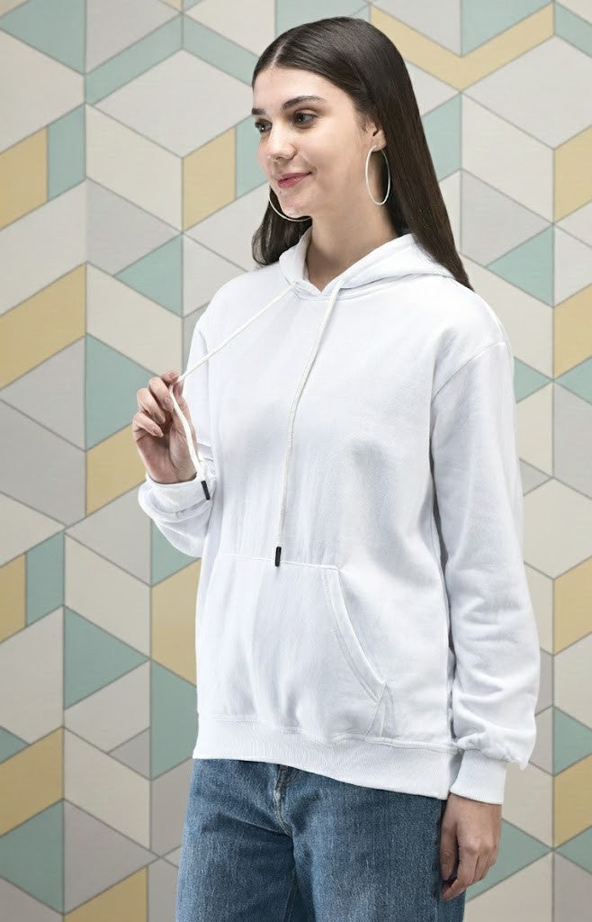 Classic White Pullover Hoodie for Women | Essential Comfort Wear