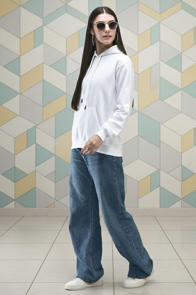 Classic White Pullover Hoodie for Women | Essential Comfort Wear