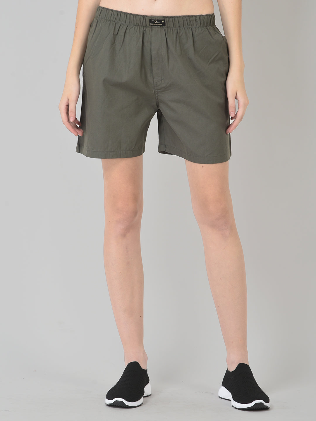 Women’s Olive Green Relaxed Boxer Shorts | Stylish, Breathable & Everyday Comfort Wear