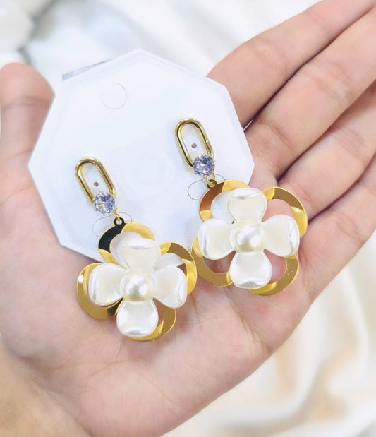 White Flower Earring