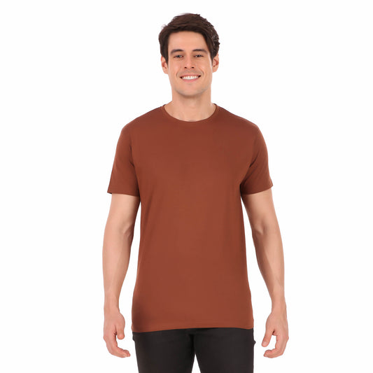 Men's Plain Regular Fit T-Shirts for Men Boys Solid Brown Round Neck T-Shirts
