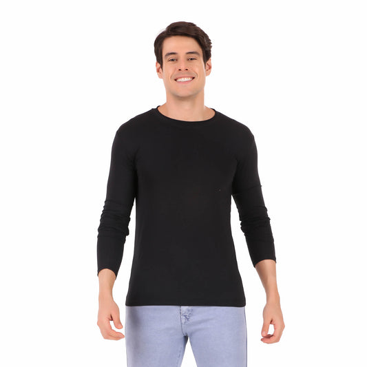 Cozmostore Men's Solid Black Full Sleeve Cotton T-Shirt