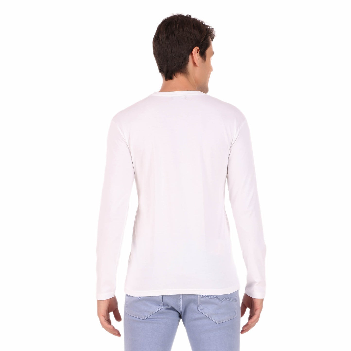 Men Solid White Full Sleeve T-shirt