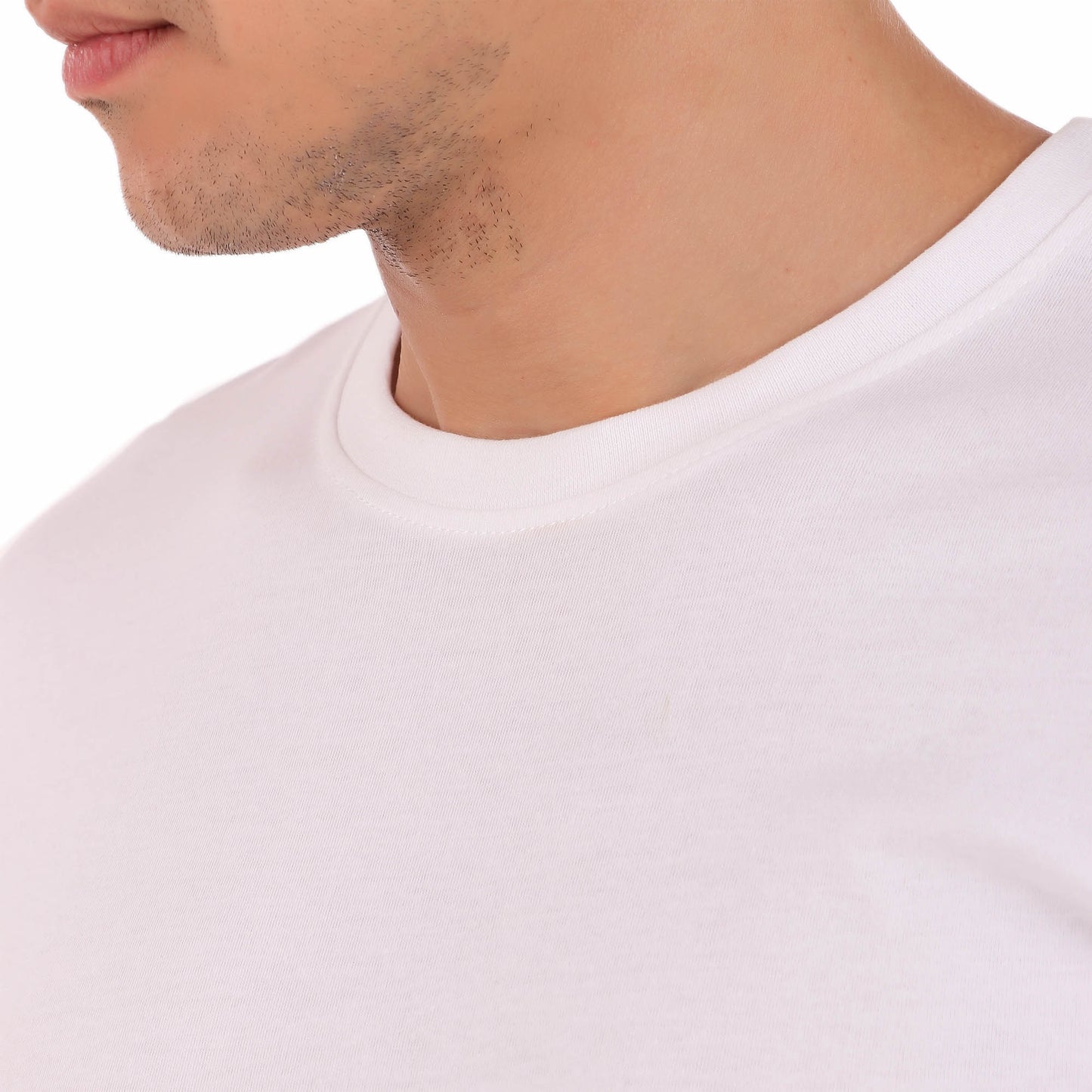Men Solid White Full Sleeve T-shirt