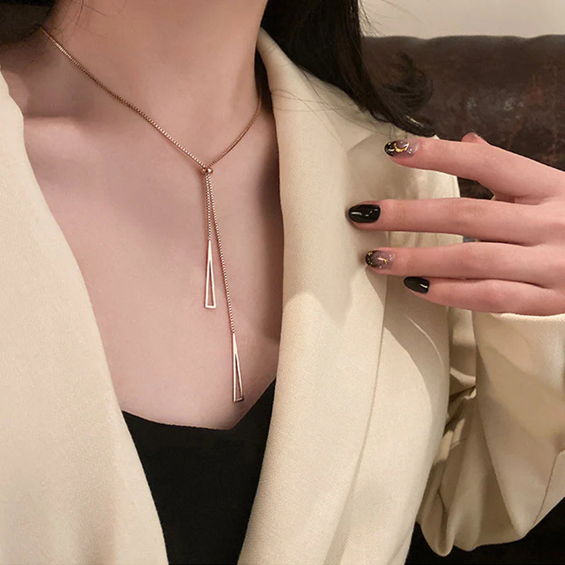 Nova Y Necklace in Rose Gold