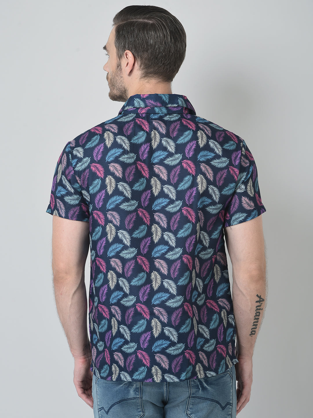 Cozmostore Men’s Leaf Print Shirt – Trendy Casual Summer Shirt for Men | Stylish Half Sleeve Cotton Shirt