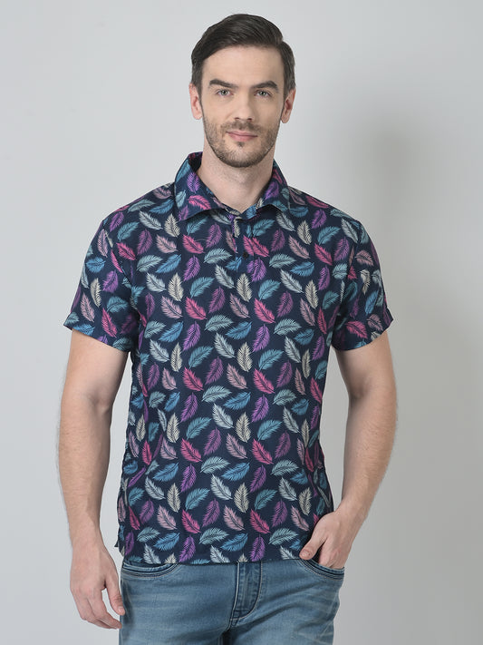 Cozmostore Men’s Leaf Print Shirt – Trendy Casual Summer Shirt for Men | Stylish Half Sleeve Cotton Shirt