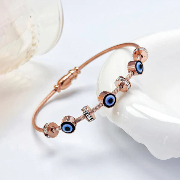 Evil Eye Bracelet in Rose Gold